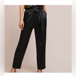 Anthropologie black Ett:twa satin tie-waist pants in size 8.